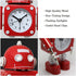 Betus Non-Ticking Robot Alarm Clock Stainless Metal - Wake-up Clock with Flashing Eye Lights and Hand Clip (Ruby Red)