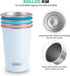 Koodee Stainless Steel Cups(4 Pack)16 oz Pint Tumbler Stackable Metal Drinking Glasses for Camping, Outdoors?Sky Blue-Baby Blue-Pink-Teal?