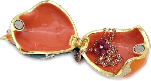 JWT Astyle Robin Bird Hinged Jewelry Box with Stones , Collectible Animal Trinket Box.Rings Earrings Storage Boxes,Bird Figurine Home Decor Gift.