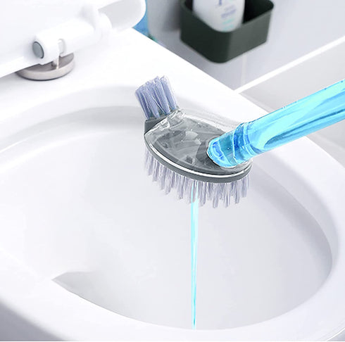 Toilet Bowl Brush and Holder Set, Bathroom Toilet Cleaner Brush with Soap Dispenser,Refillable Toilet Brush Holder with Liquid Dispenser (Grey)