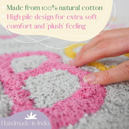 Cute Bath Mat for Bathrooms - Check Out Your Cutie Booty Funny Bath Mat, Thick Plush Cotton Absorbent Bath Mat, Bathroom Mats, Fun Bath Mats for Bathroom, Cute Blue Bathroom Rugs by The Happy Human Co