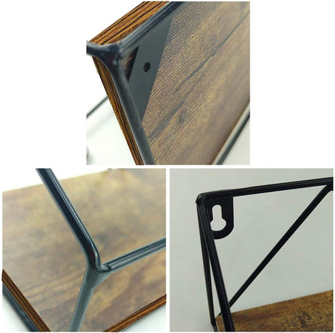 PETAFLOP Wall Mount Shelf Rustic Wood Floating Shelves Storage for Kitchen Living Room Bathroom, Set of 2