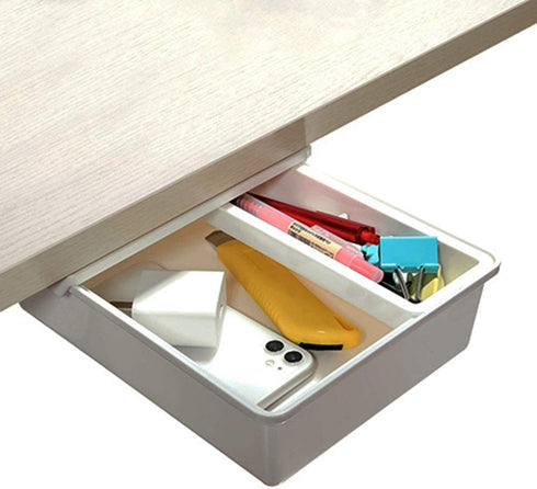 Under Desk Drawer Self Adhesive Hidden Under Desk Storage Drawers Desk Organizer Hanging Under Table Pencil Slide Out Holder Tray under Standing Desk Shelf