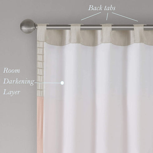 Madison Park Amherst Single Panel Faux Silk Rod Pocket Curtain With Privacy Lining for Living Room, Window Drape for Bedroom and Dorm, 50x84, Coral