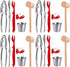 Crab Crackers and Tools - 4 Lobster Crackers, 4 Lobster Forks, 4 Seafood Forks, 4 Butter Cups, 4 Wooden Crab Mallets, 4 Lobster Bibs