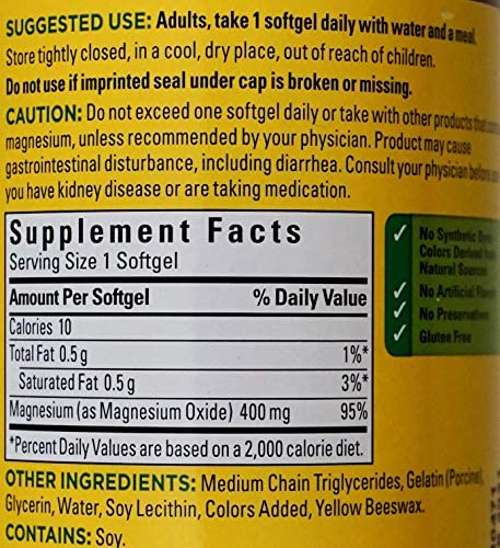 Nature Made Extra-Strength Magnesium 400mg, 180 Dietary Softgels