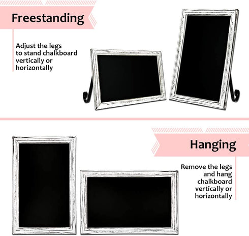 TenXVI Designs 11"x17" Magnetic Chalkboard Sign - Remove Legs to Vertically or Horizontally Hang or Stand - Perfect for Kitchen Countertop, Tabletops, Weddings, Home Decor - White