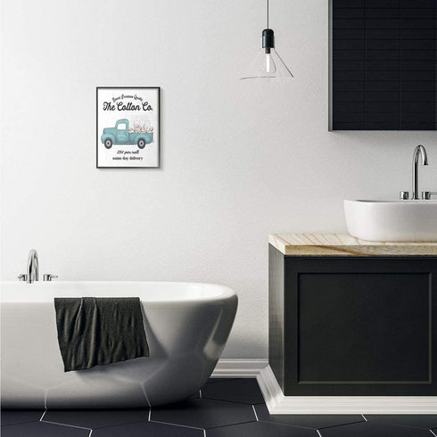 Stupell Industries Toilet Paper Cotton Co Delivery Truck Bathroom Word, Design by Artist Lettered and Lined Wall Art, 11 x 14, Black Framed