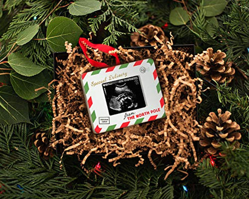 Pearhead Special Delivery Sonogram Christmas Ornament, Pregnancy Announcement Keepsake, Holiday Keepsake for Expecting Mothers, Gender-Neutral Baby Holiday Décor