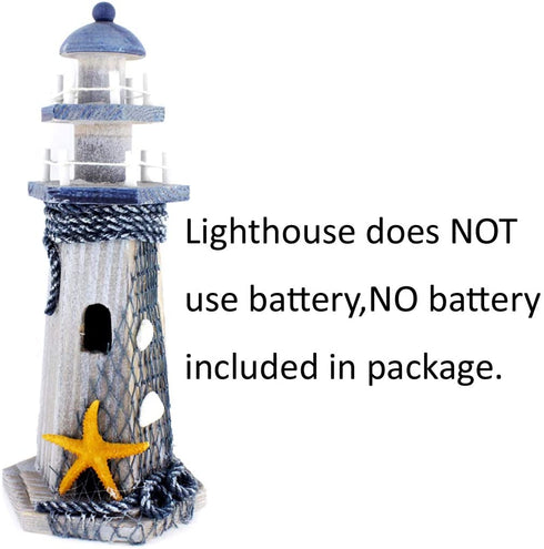 Chaomian Home Ornaments Starfish Wooden Lighthouse 10.6" High Nautical Themed Rooms Lighthouse