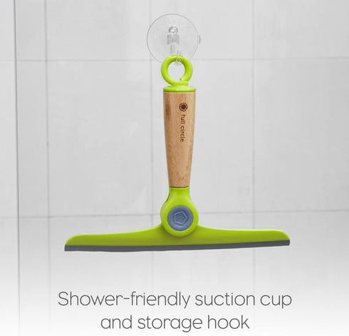 Full Circle Wipe Out Pivoting Shower Squeegee with Hanging Hook, 2 Piece, White