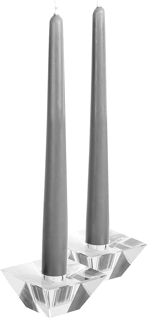 12 Pack Tall Taper Candles - 10 Inch Dark Grey Dripless, Unscented Dinner Candle - Paraffin Wax with Cotton Wicks - 8 Hour Burn Time