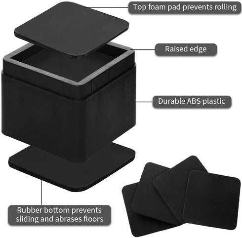 Kyrieval Bed Risers 3 Inch Adjustable Heavy Duty Furniture Risers for Sofa Couch Chair Table Stackable 3 or 6 Inch Height or Storage(4pcs)