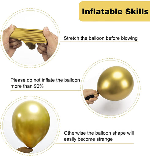 RUBFAC 92pcs Metallic Gold Balloons Chrome Gold Balloon Different Sizes 18 12 10 5 Inch Gold Latex Balloons for Birthday Party Graduation Baby Shower