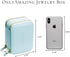 Cute Mini Jewelry Box, Portable Mirror Jewelry Organizer PU Leather Box for Women Girls Gift(Blue)