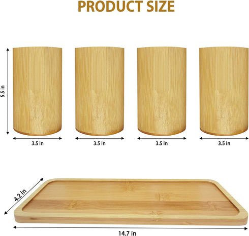 365Home Bamboo Silverware Organizer Flatware Utensil Caddy Bamboo Utensil Holder Wooden Cutlery Holder with Bamboo Tray for Kitchen Countertop Farmhouse (Not Icon)