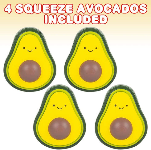 ArtCreativity Avocado Squeeze Toys for Kids, Set of 4, Scented Slow-Rise Stress Toys for Adults, Play Food for Children, Themed Party Favors, Great Gift Idea for Boys and Girls