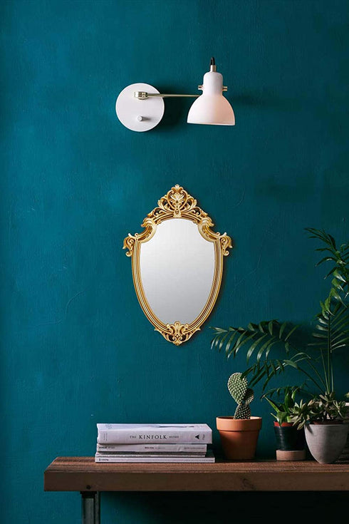 Decorative Wall Mirror of Gold Shield Shape, 16" L x 11" W