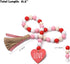 Valentine™s Day Wood Bead Garland with Tassels and Love Heart Shaped Wooden Embellishments Rustic Farmhouse Tiered Tray Wedding Decorations Home Decor (Red & White Love)