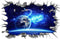3D Blue Cosmic Galaxy Earth Satellites Wall Decals Magic Milky Way Outer Space Planet Broken Wall Stickers Murals Decor for Home Floor Ceiling Boy Girls Room Kids Bedroom