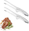 2 Pieces Stainless Steel Grill Tongs for Korean and Japanese BBQ Clean & Convenient Use,Non-Slip Serrated Tips,Ideal for Cooking Self-Standing Tongs for Salad,Grill,Camping,Buffet,Oven