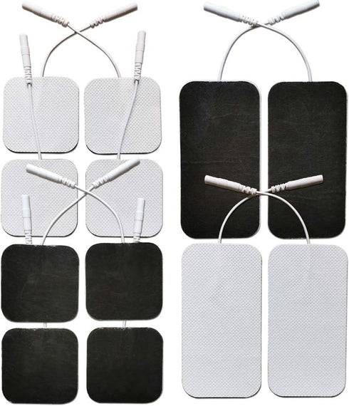 TENS Unit Replacement Pads - Compatible with AUVON and TENS 7000 Unit - Durable Self-Adhesive Electrodes Pads Combo 12 Pcs 2"X 2" and 2"X 4", Latex-Free for Lower Back and Multiple Pain Relief