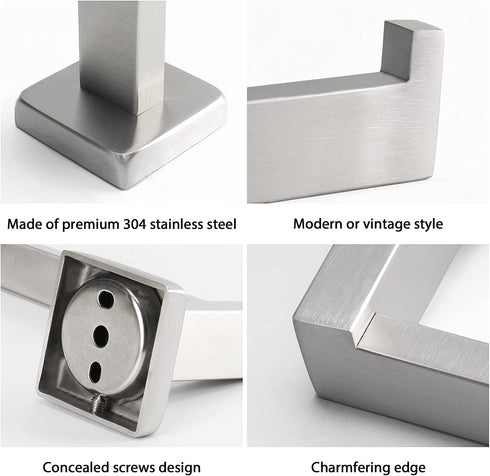 NearMoon Bathroom Square Toilet Paper Holder, Premium SUS304 Stainless Steel Rustproof Wall Mounted Toilet Roll Holder for Bathroom, Kitchen, Washroom (Brushed Nickel)