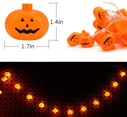 KAILEDI Halloween String Lights, LED Pumpkin Lights, Holiday Lights for Outdoor Decor,2 Modes Steady/Flickering Lights(20 One Pumpkin Lights, 9.8 feet) (Pumpkin)
