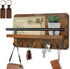 AilyHooms Key Holder Wall Mounted Mail Holder with 10 Hooks and 2 Wooden DIY Keychains - Wooden Decorative Key Hanging Rack Mail and Key Organizer Rustic Wall Shelf Decor, 12'' x 7'' x 3''