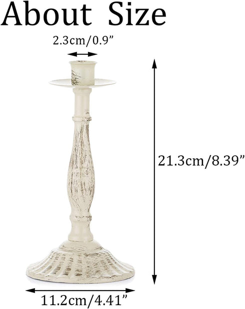 Sziqiqi Candlestick Holders for Taper Candle, Candleholder Display Candle Centerpiece Set of 2 Distressed Ivory
