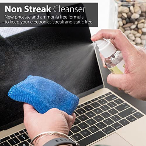 GreatShield Screen Cleaning Kit with 2 Bottle Solution (60ml and 120ml), 2 Microfiber Cloths, 20 Non-Alcohol Screen Cleaning Wipes, and Brush for Laptops, PC monitors, Smartphones, Tablets, TVs