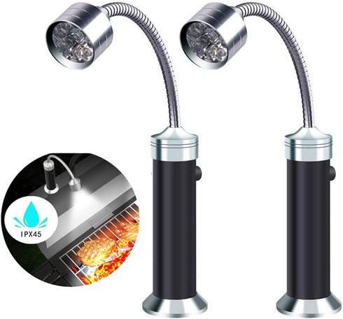 FBve Barbecue Grill Light, 2 Pack Magnetic Base Ultra-Bright LED Grill Lights, 360 Degree Flexible Gooseneck, Weather Resistant