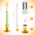 LVJING Window Candle Lights - Set of 6 Flameless Taper Candles with Gold Bases, Battery Operated, Timer Setting, 2 Remote Control, Christmas Valentine's Day Festival Decorations