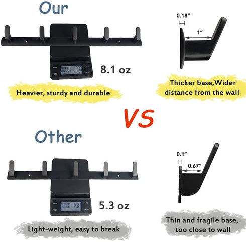 Spotcact Wall Mounted Coat Racks with 5 Hooks Hanging Holder Towel Rack 17.7"x1.3" Modern Black Hanging for Clothes Entryway Bathroom (5 Hooks)