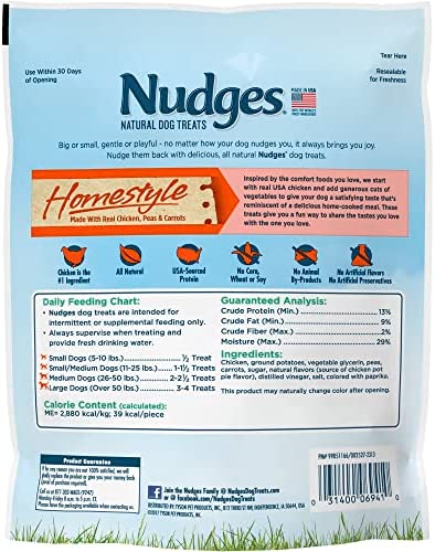 Blue Buffalo Nudges Homestyle Natural Dog Treats, Chicken, 10oz Bag