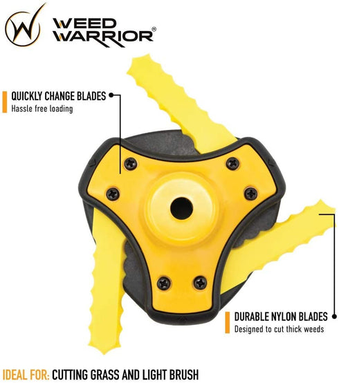 Weed Warrior Push-N-Load 3-Blade Trimmer Head Accessory, Universal Fit