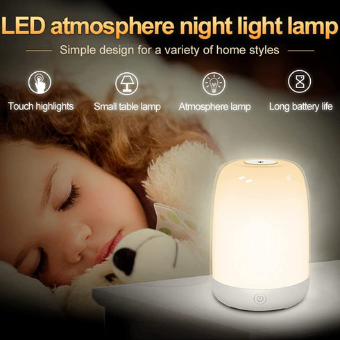 AMEXI Baby Room Night Light, LED Bedside Touch Sensing Light for Children Breastfeeding and Sleep Aid with USB Rechargeable Desk Lamp Dimmable Warm Night Light, Soft Eye Care