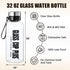 Kawfle 32 Oz Glass Water Bottle - Large Wide Mouth Borosilicate Reusable Drinking Bottles With Sleeve, BPA Free