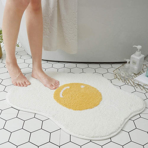 Bathroom Rug Mat, Cartoon Cute Funny Egg Shape, Ultra Soft and Water Absorbent Bath Rug, Bath Carpet, Machine Wash Dry, for Tub, Shower, and Bath Room, 17.7x25.5