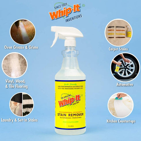 Amazing Whip It Cleaner, Multi Purpose Stain Remover Professional Strength Spray, Plant Based Enzyme Cleaner, Over 500 Different Uses, Made in the USA, 32 oz