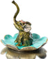 Waltz&F Raise Nose Elephant on Petal Metal Ring Jewelry Holder Trinket Box Figurine Collectible Table Centerpiece Decor