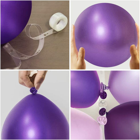 Nalwort Purple Balloon Kit 136PCS 18In 12In 5In Purple Macaron Purple Metallic Purple Balloon Arch Garland For Festival Picnic Family Engagement, Wedding, Birthday Party, Gold Theme Anniversary Celebration Decoration