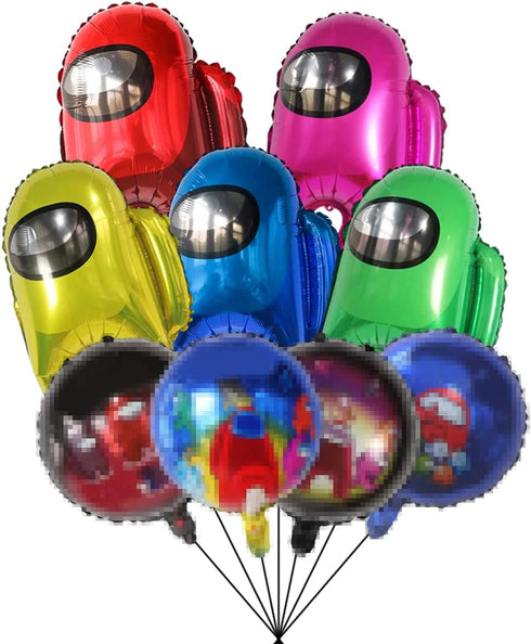 9pcs Aluminum film balloon for Among u, video game birthday party decoration, children's birthday party supplies decoration
