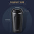 Lungogo Insulated Coffee Mug Travel Vacuum Coffee Cup Stainless Steel Double walled Reusable Coffee Tumbler with Leakproof Lid for Hot & Cold Drinks, 480 ML Black