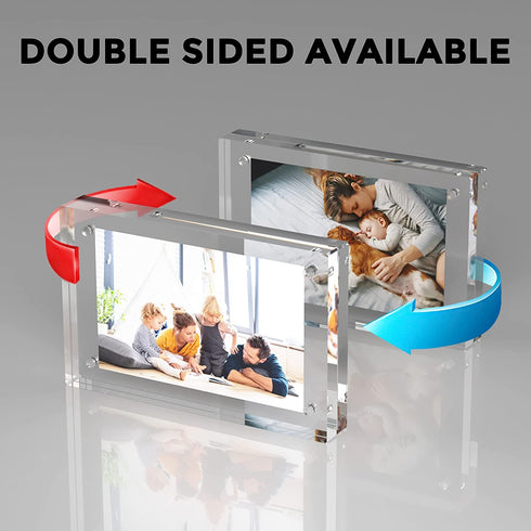6x4 Inches Acrylic Picture Frames - 3 Pack,Desktop Frameless Photo Frames with Magnetic & Double Sided Transparent for Party/Graduation/Family/Travel Photo Souvenirs (Included 3x2 Photo Frames)
