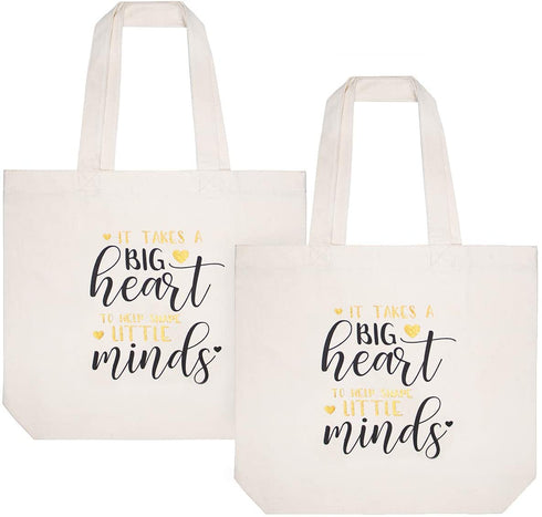 ElegantPark Teacher Gifts Set of 2 Teacher Appreciation Gift Canvas Teacher Bag and Tote with Pocket Canvas Teacher Tote Bag Glitter