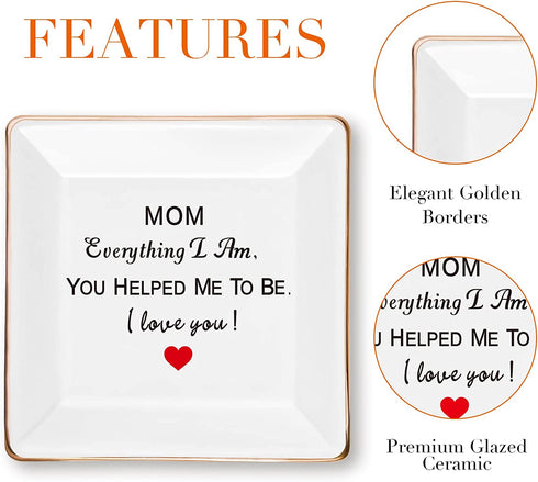 Gifts for Mom from Daughter Son,Ceramic Jewelry Tray Mom Ring Dish Decorative Gift,Christmas Valentines Day Mothers Day Birthday Gifts for Mom Grandma Aunt Mother in Law Women Her Who Love Unique Gift