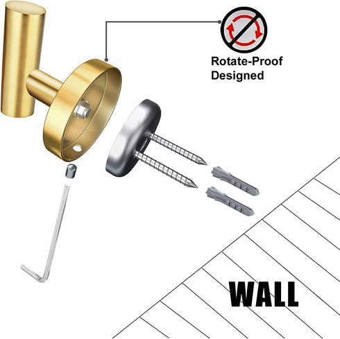stusgo 4 Packs Matte Brass Finish Towel Hook for Wall Modern Gold Towel Hook Coat Hooks Robe Hooks SUS304 Stainless Steel Bathroom Towel Hooks