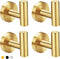stusgo 4 Packs Matte Brass Finish Towel Hook for Wall Modern Gold Towel Hook Coat Hooks Robe Hooks SUS304 Stainless Steel Bathroom Towel Hooks