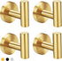 stusgo 4 Packs Matte Brass Finish Towel Hook for Wall Modern Gold Towel Hook Coat Hooks Robe Hooks SUS304 Stainless Steel Bathroom Towel Hooks